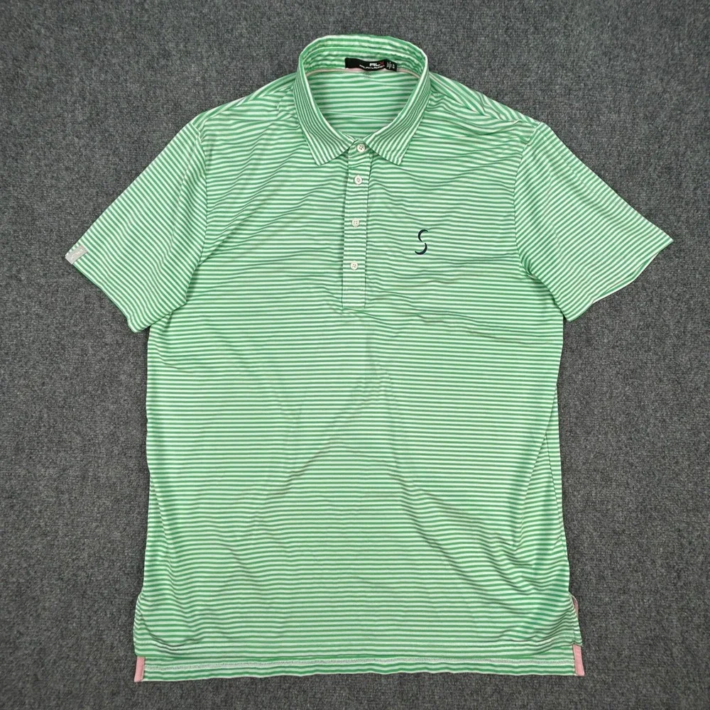RLX Ralph Lauren Polo Shirt Mens‎ XL Green White Stripe Golf Wicking Comfort